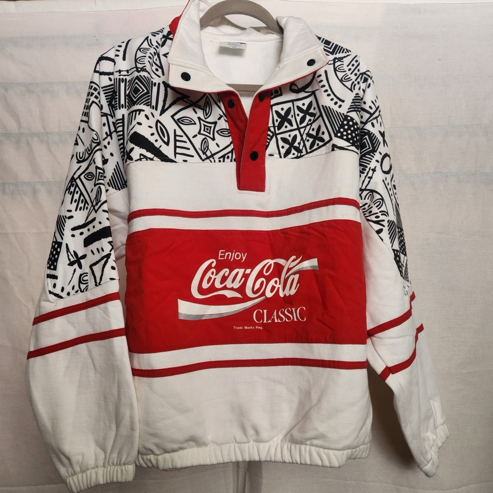 Retro Coca Cola Classic Red and White Men's Sweater